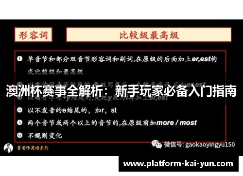 澳洲杯赛事全解析：新手玩家必备入门指南